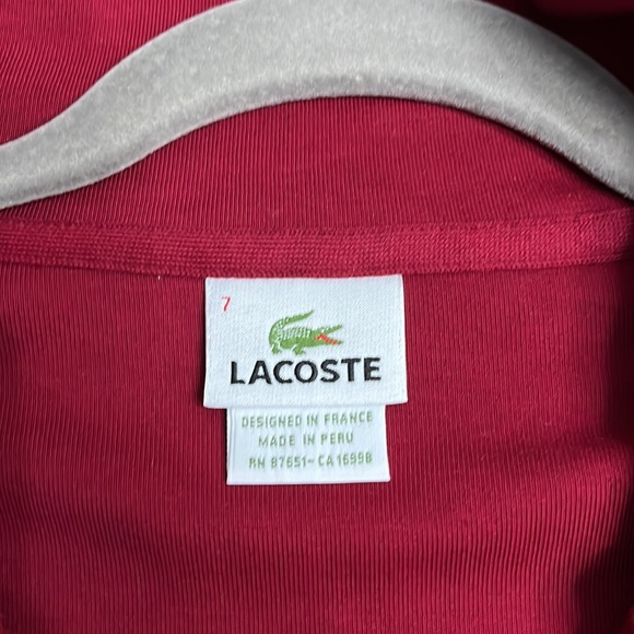 Lacoste Mens 1/4 Zip Mock Neck Pullover Top Sweater Pockets Burgundy Size XXL - Picture 6 of 7